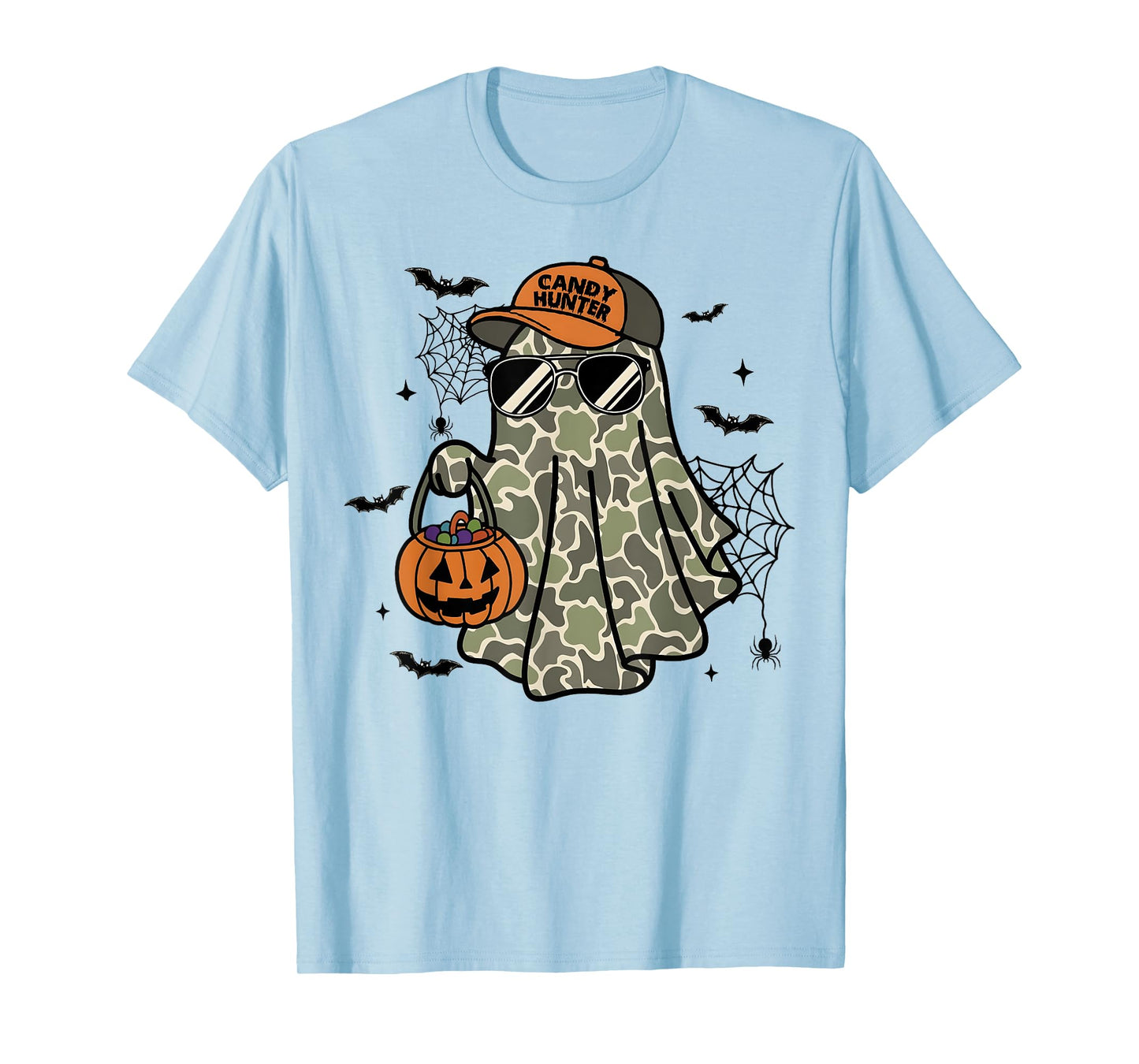 Camo Ghost Halloween Costume Boy Candy Hunter Pumpkin T-Shirt