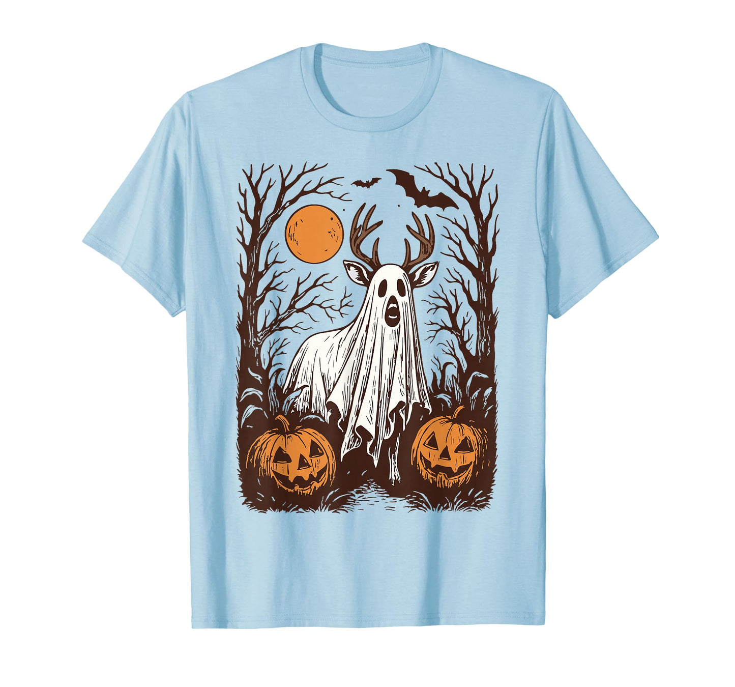 Halloween Spooky Deer Antler Skull Rustic Buck Fall Hunting T-Shirt