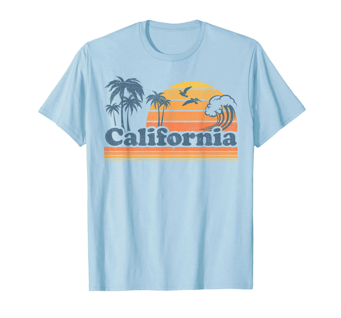 California Vacation Sunset Cute Cali 70s Vintage Retro Beach T-Shirt