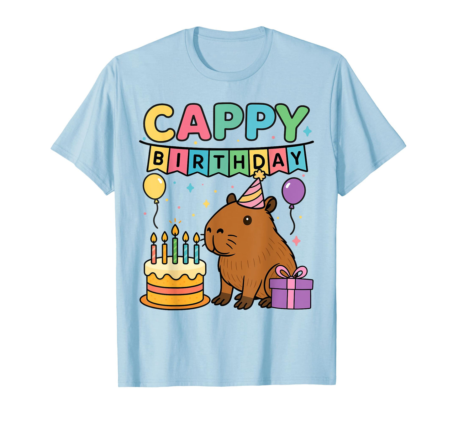 Cute Capybara Lovers Cappy Birthday tee Happy Birthday Party T-Shirt