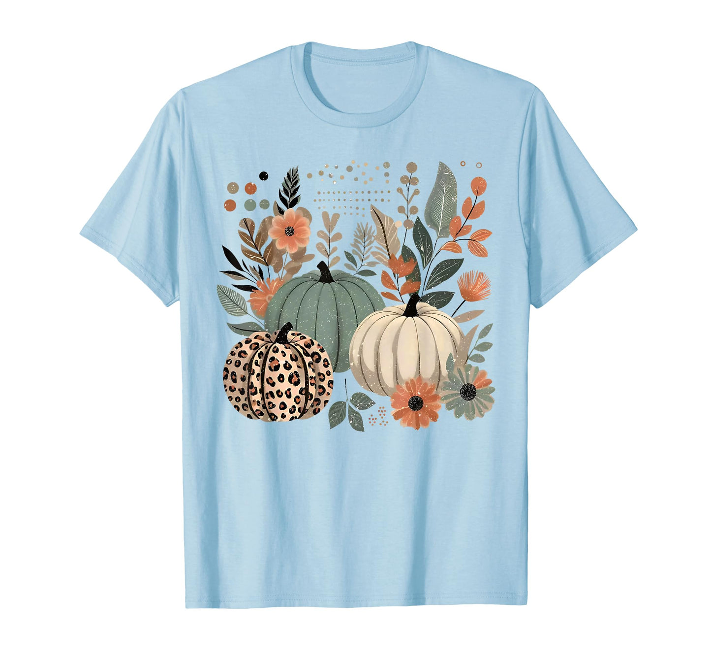 Pumpkin Season Wildflower Thanksgiving Autumn Fall Leaves T-Shirt