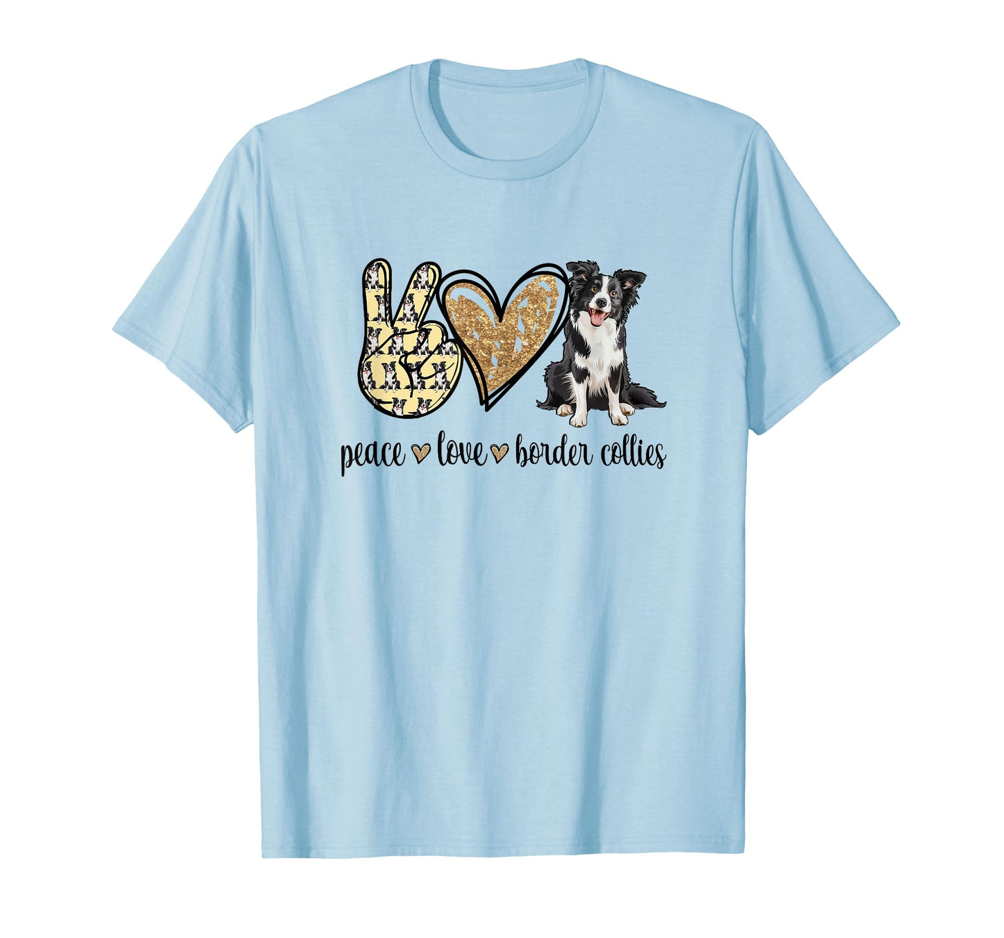 Womens Girls Kids Dog Mom Peace Love Border Collie Lover T-Shirt