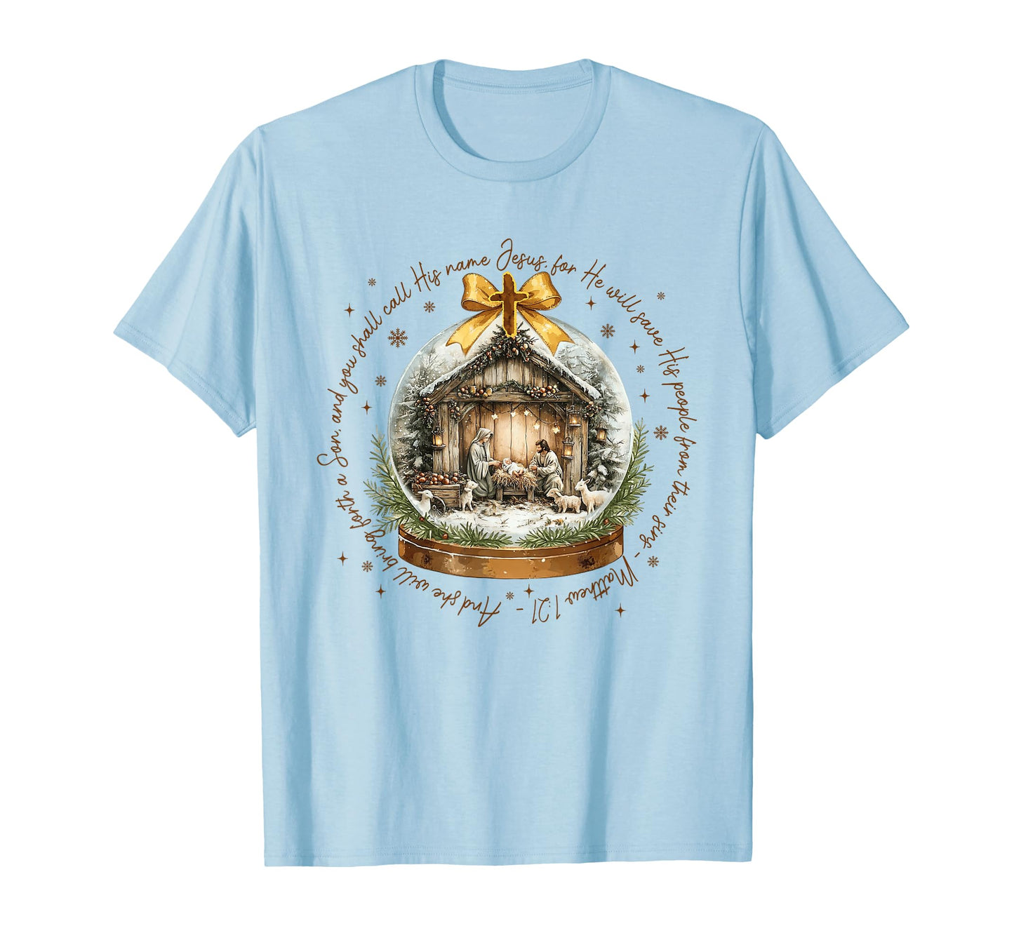 Christmas Nativity Scene Baby Jesus Christian Scripture Xmas T-Shirt
