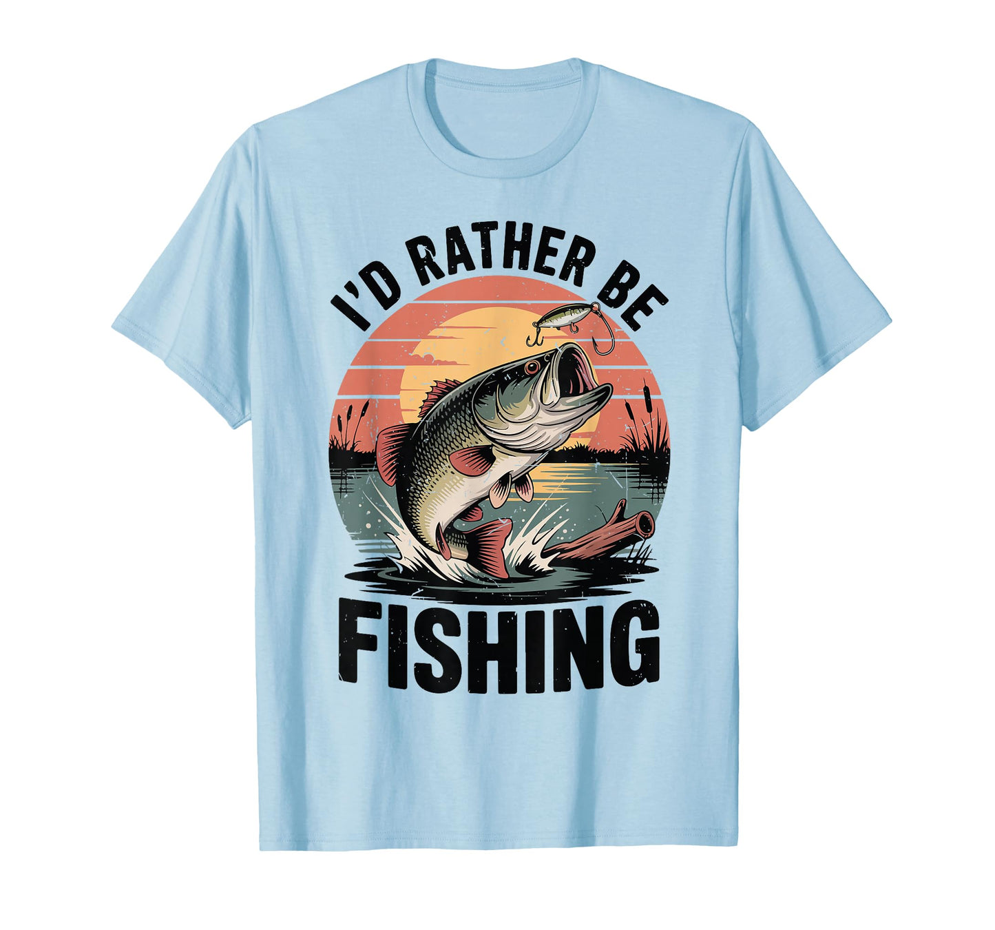 Youth Boy Id Rather Be Fishing Bass Fish Funny Fishing Humor T-Shirt