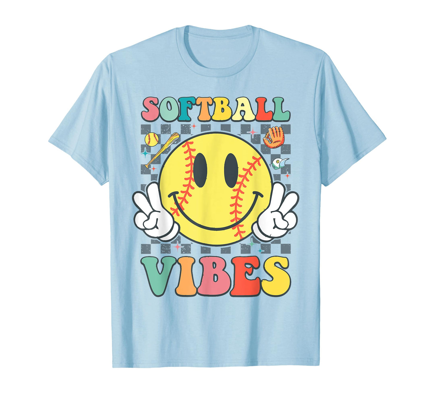 Softball Vibes Softball Game Day Girls Women T-Shirt