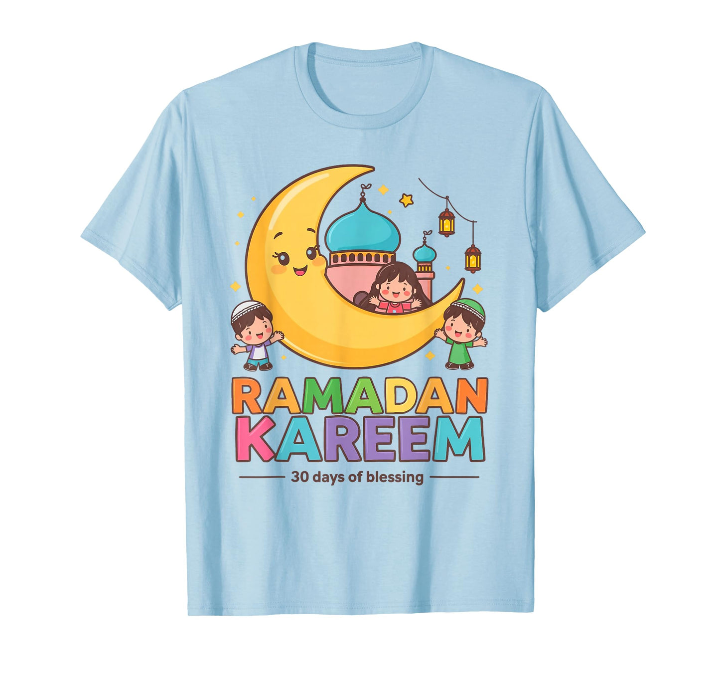 Ramadan Kareem Kids Cute Crescent Moon Muslim Children T-Shirt