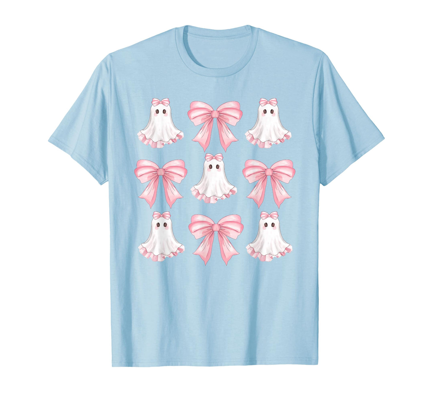 Pink Coquette Bow Ghost Halloween Girls Teens Kids Women T-Shirt