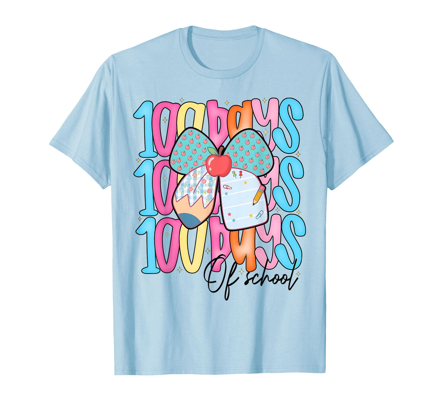 100 Days of School Coquette Pencil Bow Girl Women Teacher T-Shirt