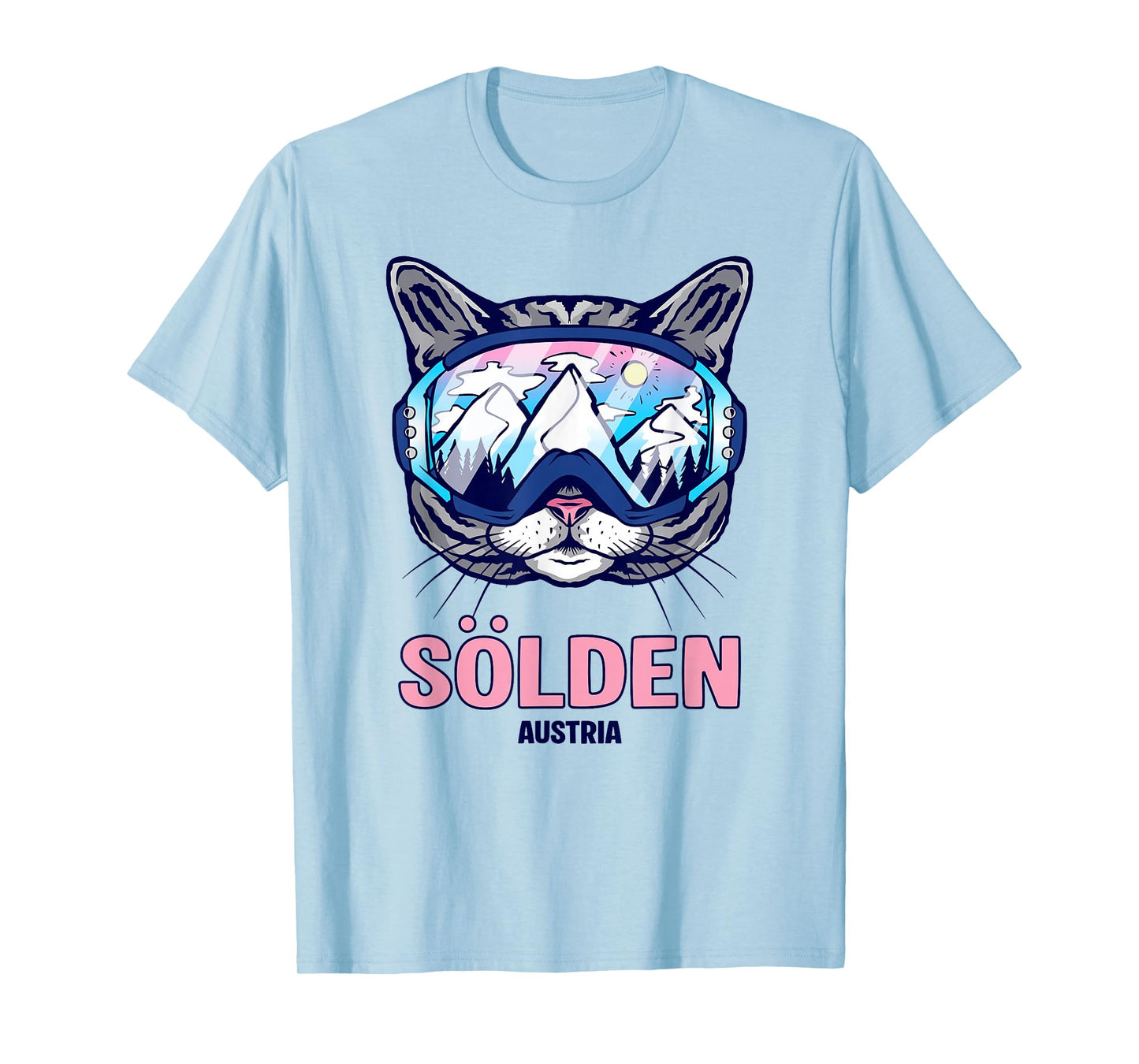 Cat Ski Goggles Mountain Panorama Sölden T-Shirt