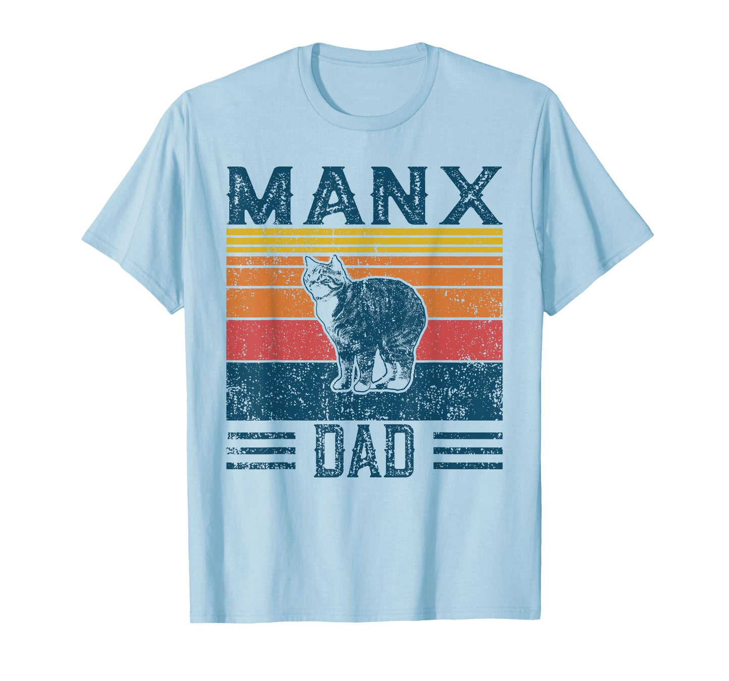 Best Cat Dad Men - Vintage Manx Cat T-Shirt