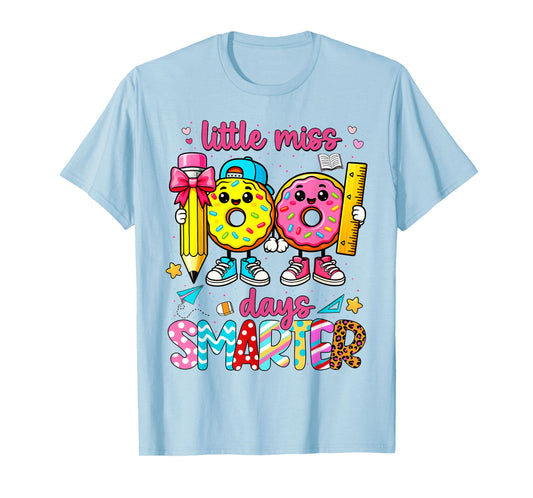 Little Miss 100 Days Smarter Donut Pencil Bow Girls T-Shirt