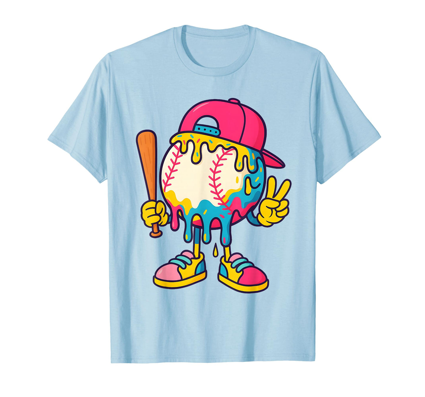 Baseball Ice Cream Drip Youth Back To school Baseball Stuff T-Shirt