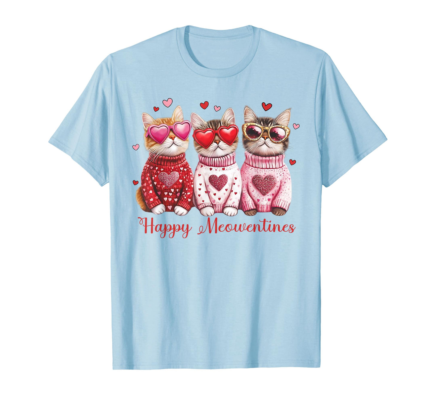 Valentine Cat Happy Meowentines Heart Valentines Cat Lover T-Shirt