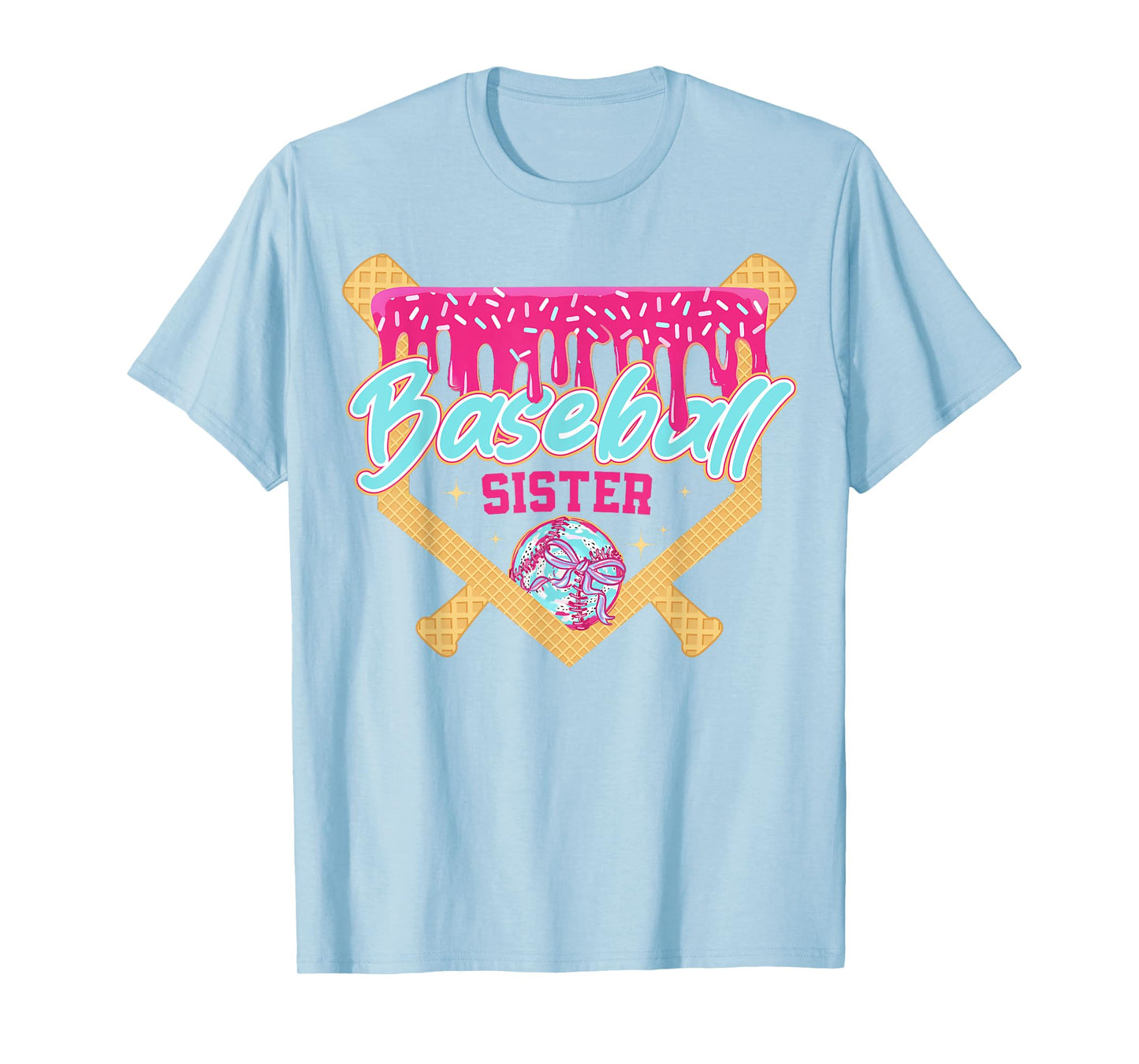 Baseball Sister Drip Ice Cream Baseball Game Day T-Shirt