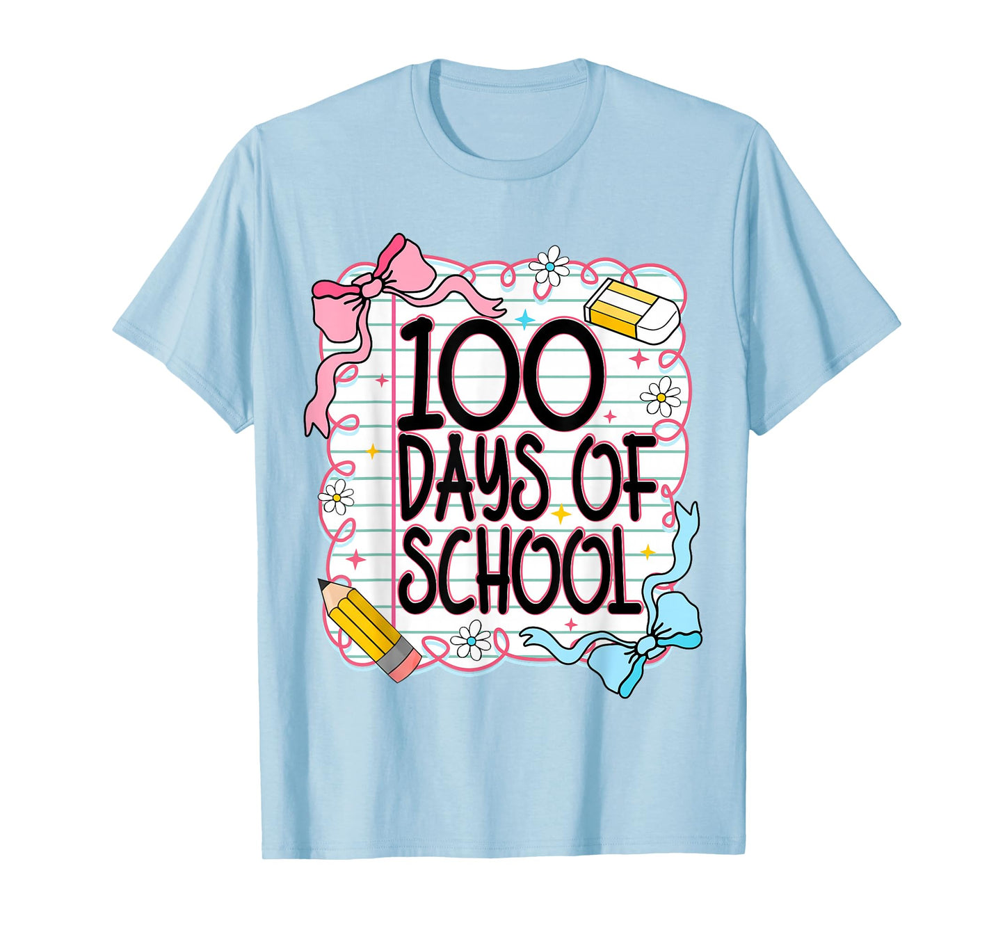 100 Days of School Bow 100th Day of School Teachers Girls T-Shirt