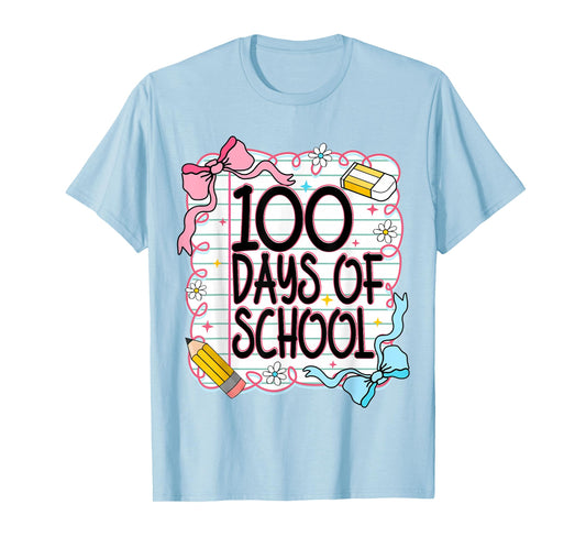 100 Days of School Bow 100th Day of School Teachers Girls T-Shirt