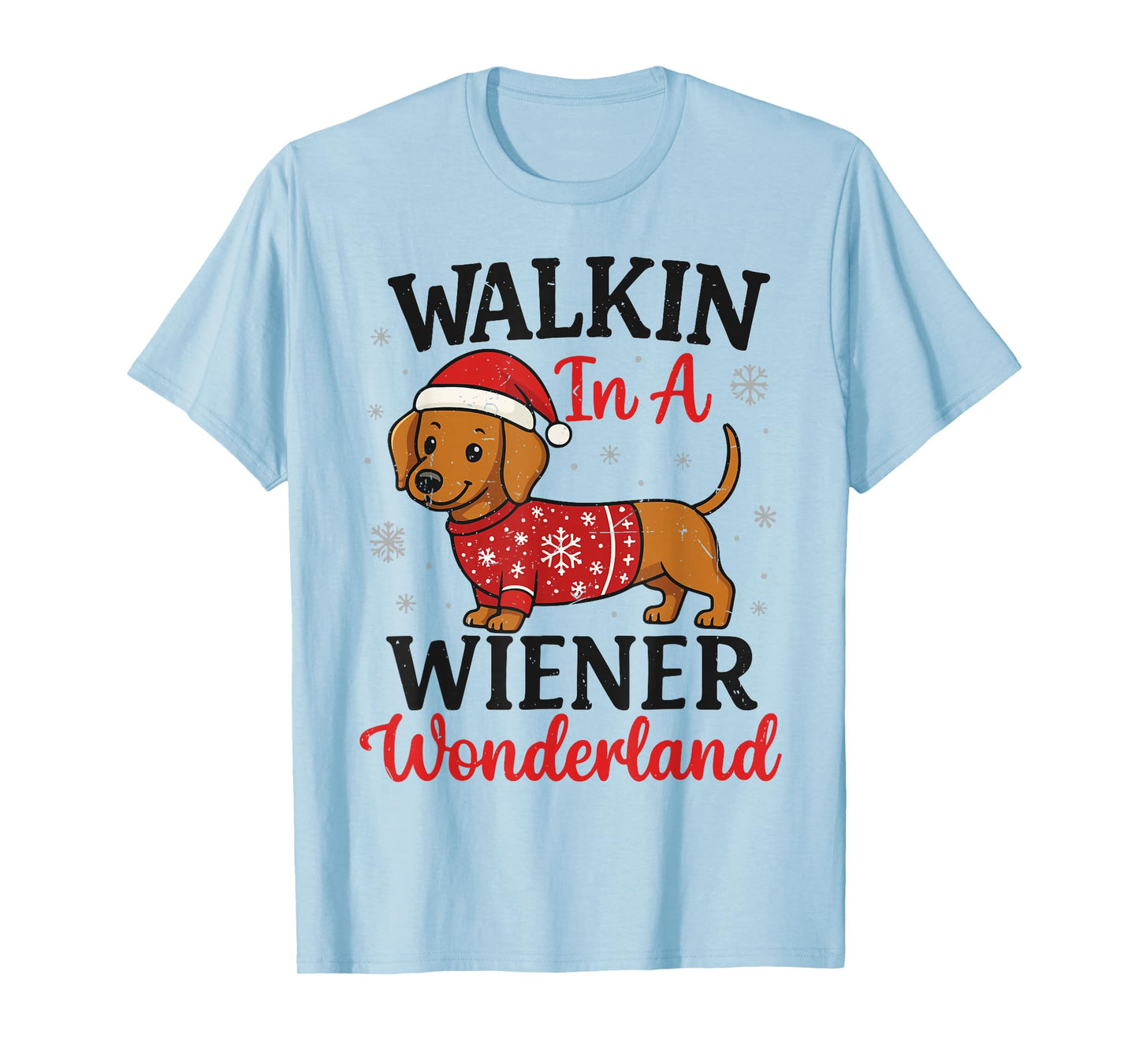 Walking in Weiner Wonderland Mini Dachshund Christmas Pajama T-Shirt