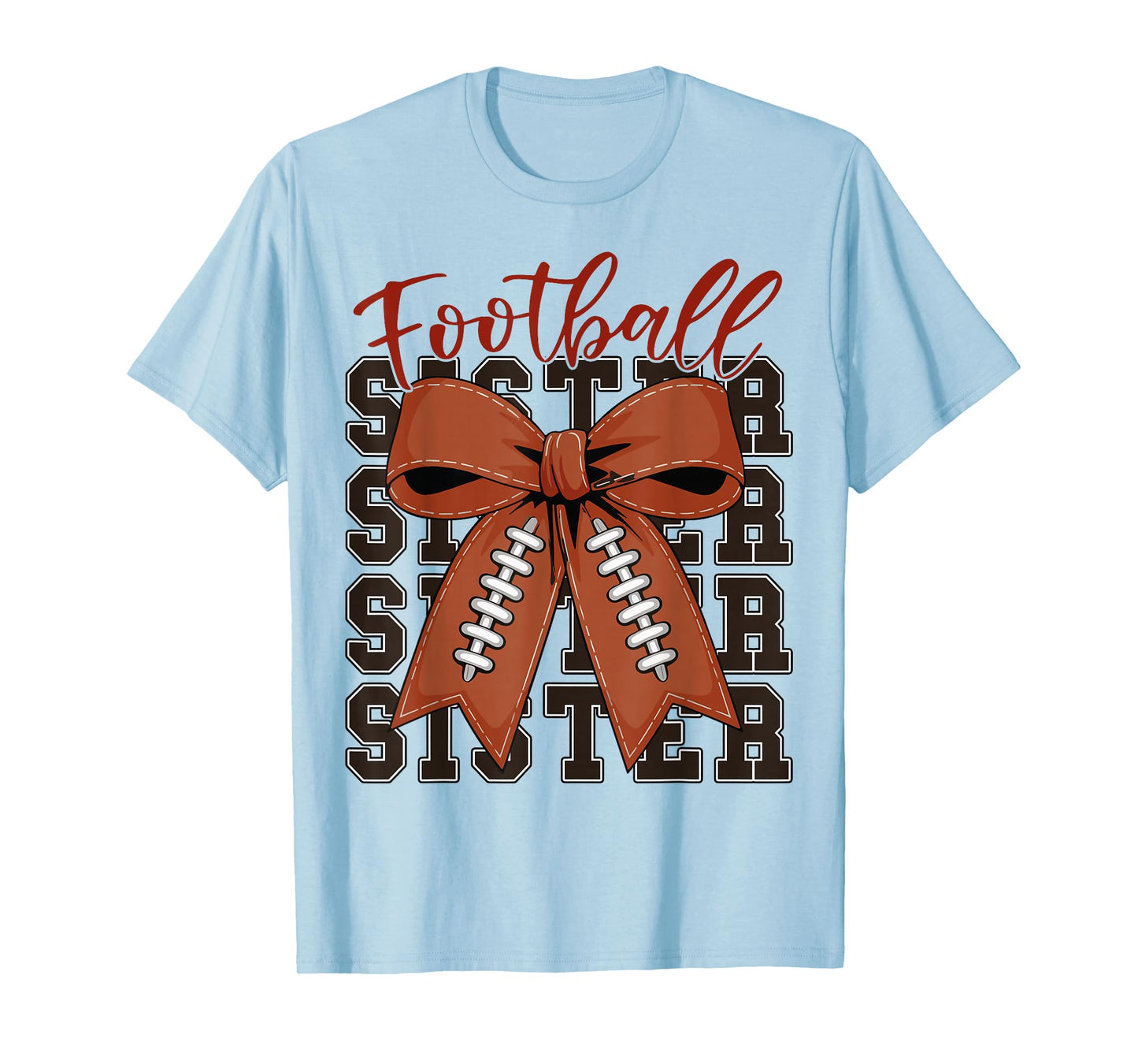 Girl Football Sister Coquette Bow Football Game Day Teen T-Shirt