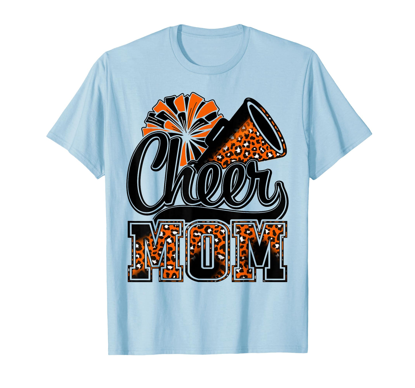 Cheer Mom Orange Leopard Cheerleader Competition Game Day T-Shirt