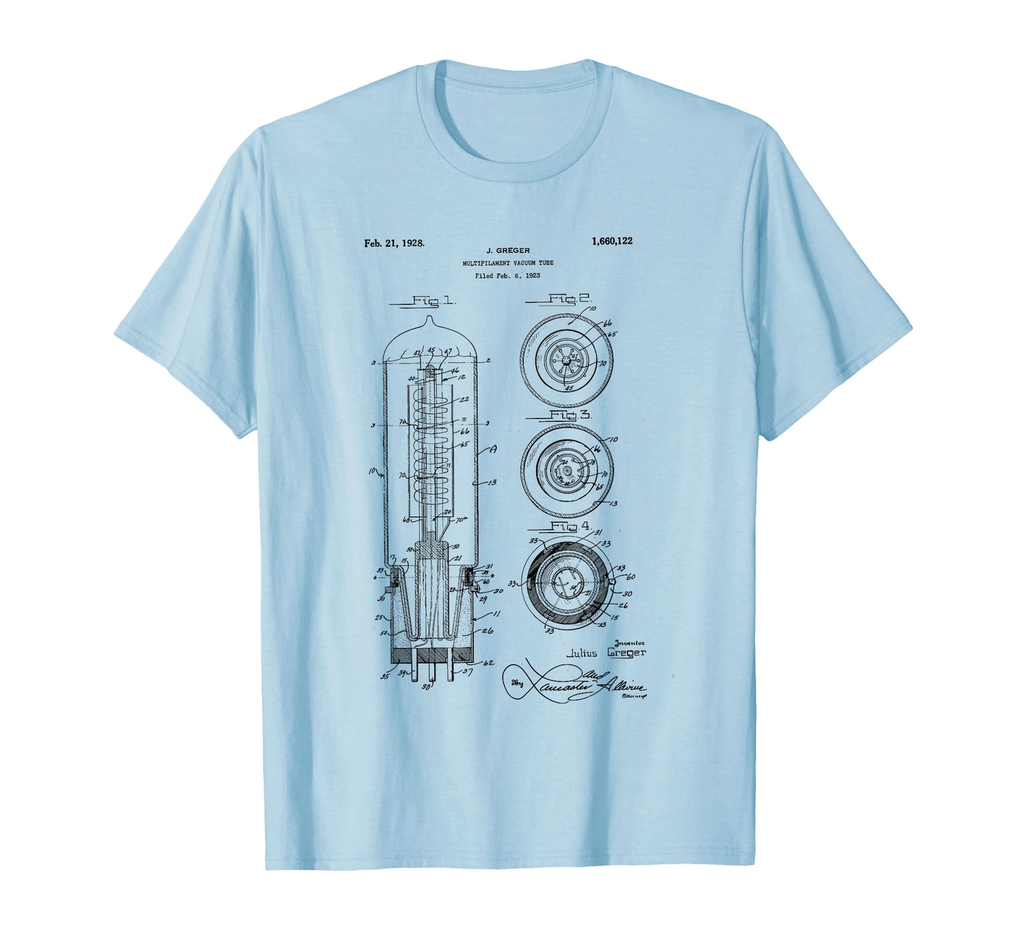 Vacuum Tube Patent Blueprint Vintage Drawing Print 1928 T-Shirt