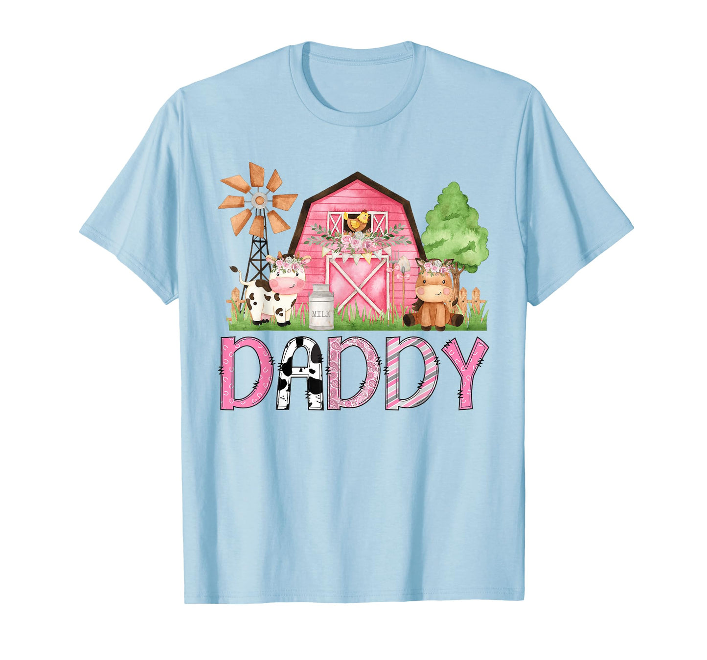 Daddy Pink Farm Animal Birthday Kids Matching Family T-Shirt