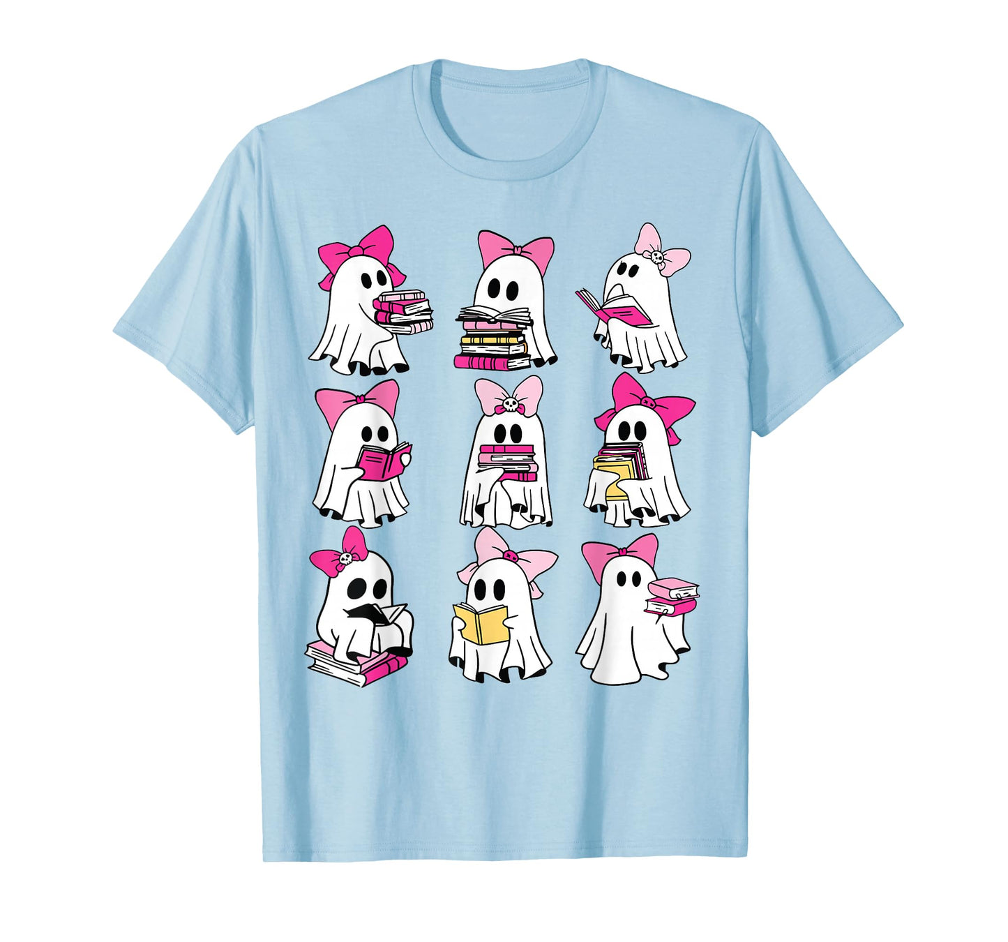 Halloween Pink Ghost Read More Books Spooky Boo Teacher Kids T-Shirt