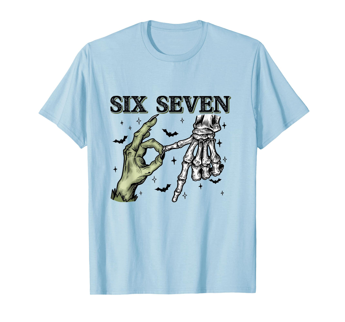 Six Seven 6 7 Halloween 67 Spooky Skeleton Monster Hands T-Shirt