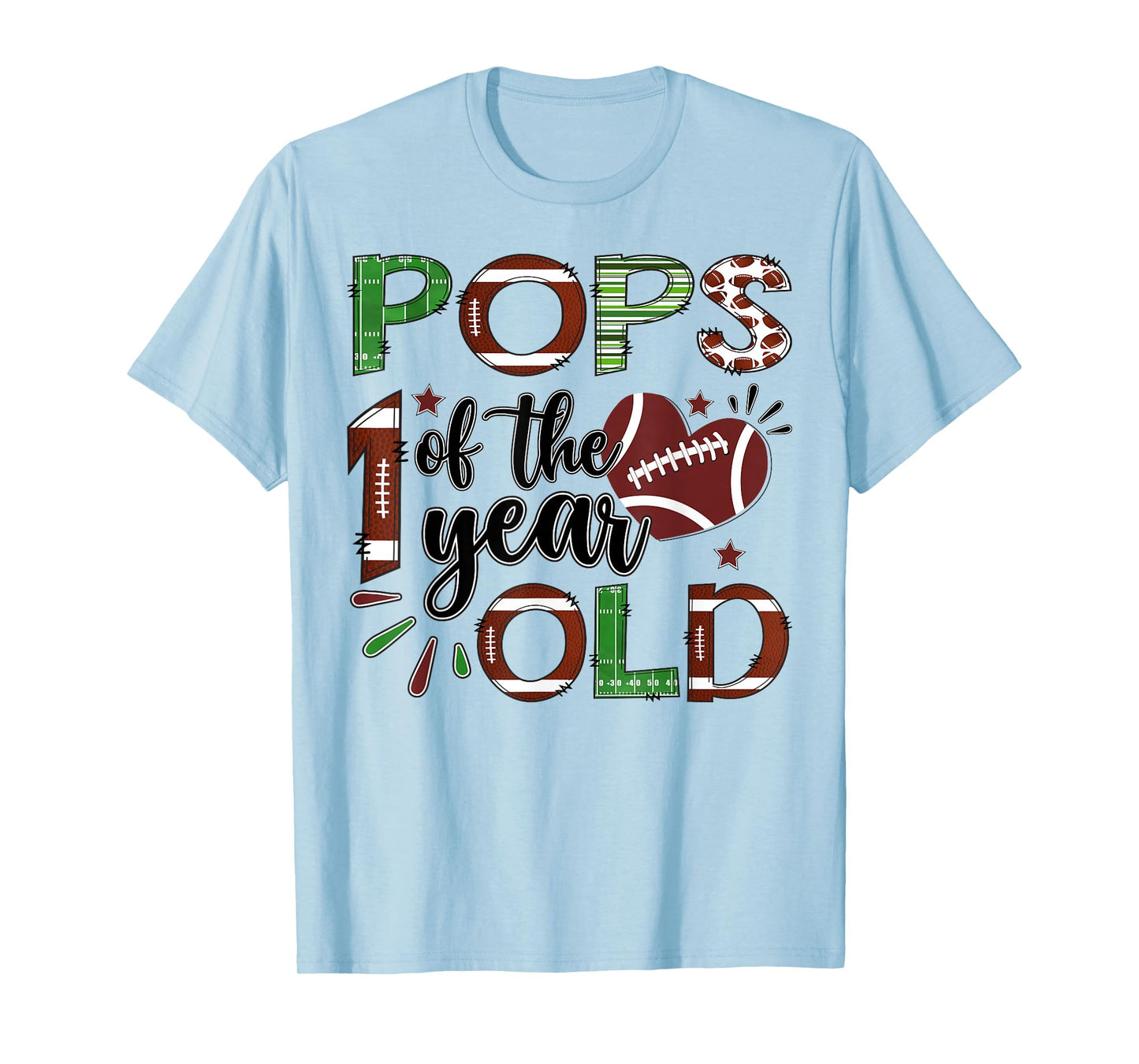 Pops of The 1 Year Old Football 1st Birthday Boy Matching T-Shirt