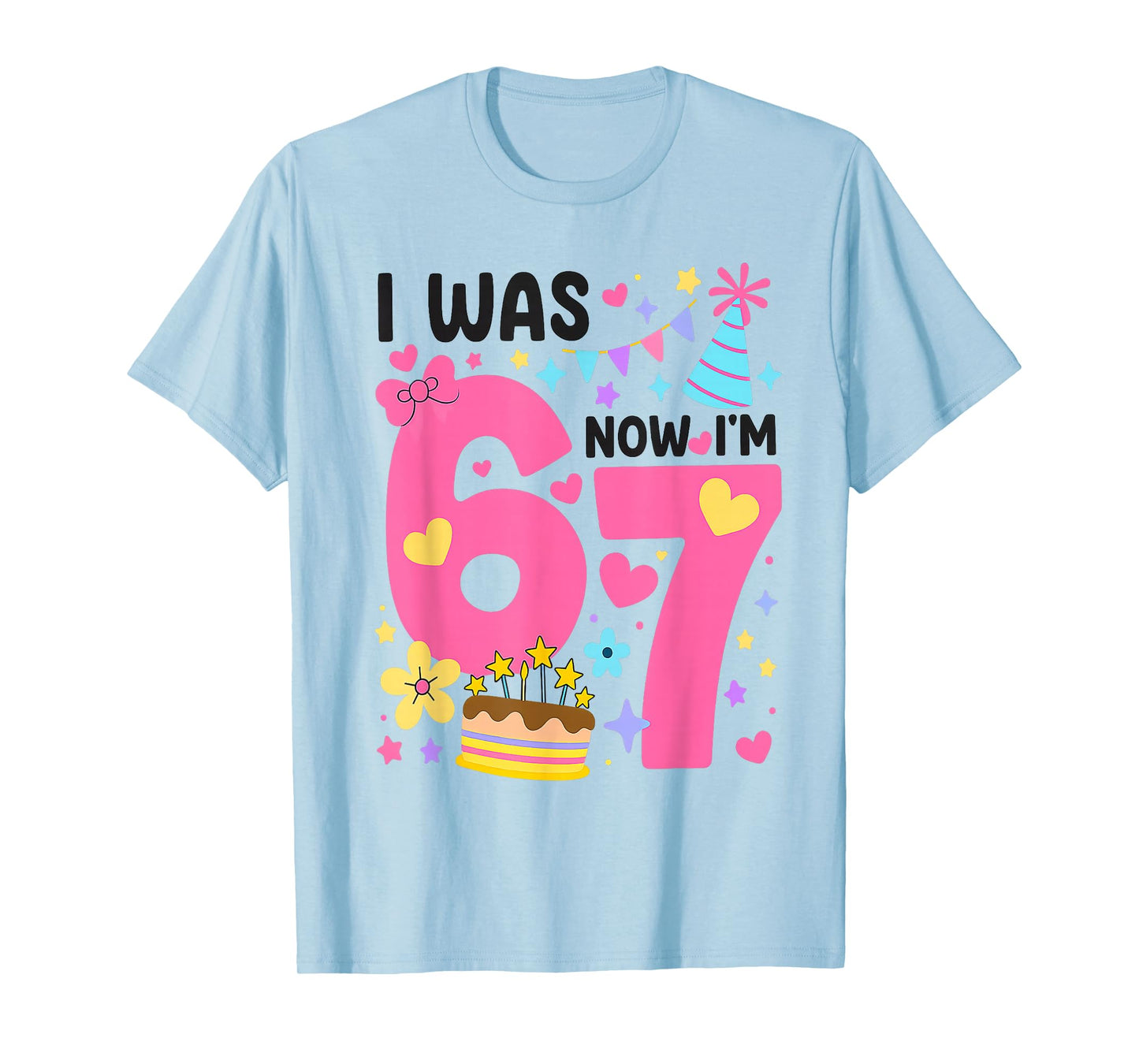 I was 6 Now I'm 7 Year Old Birthday 7th Kids Coquette Bow 67 T-Shirt