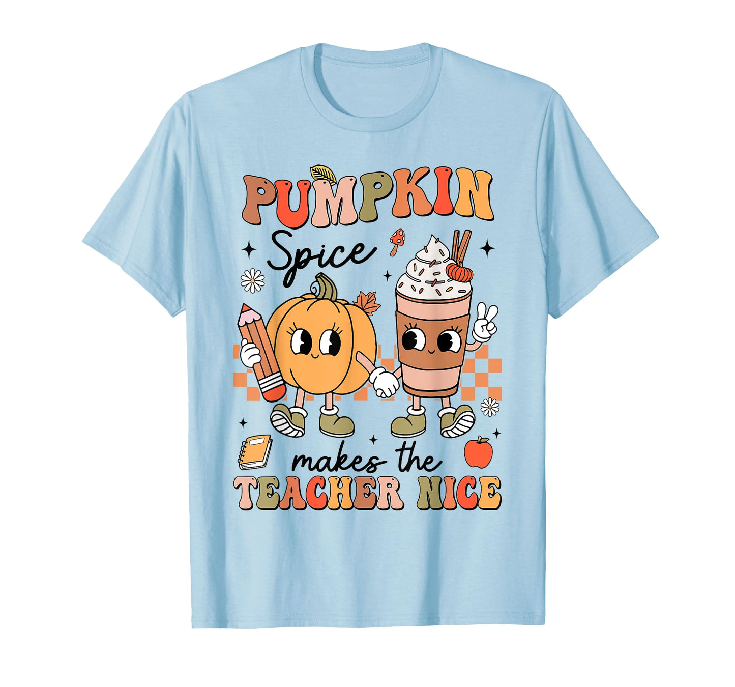 Groovy Pumpkin Spice Makes Teacher Nice Fall Thanksgiving T-Shirt