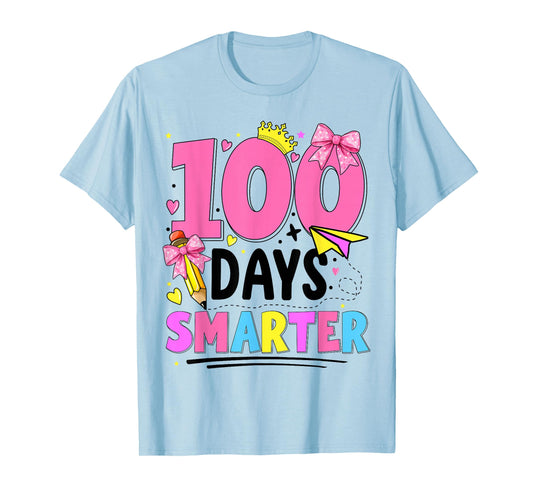 Girls 100 Days of School Coquette Bow 100th Day of School T-Shirt