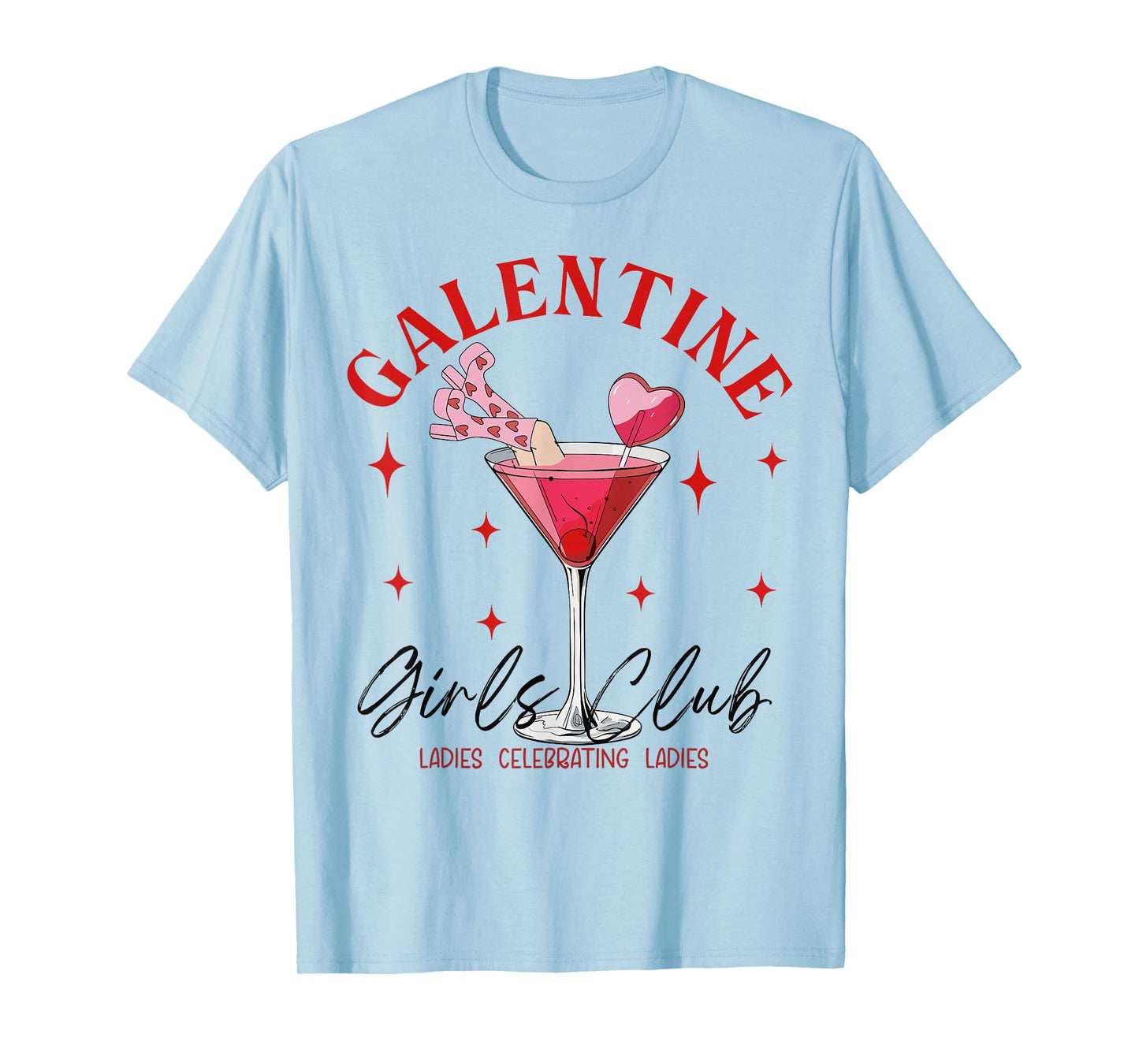 Retro Galentine Girls Club Valentines Day Cocktail Drinking T-Shirt