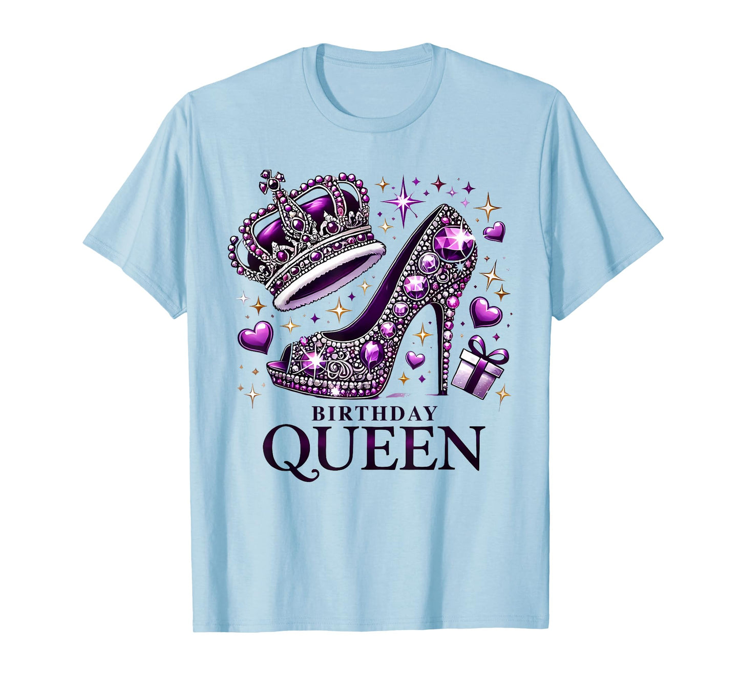 Birthday Queen Crown High Heel Women Girls Birthday Squad T-Shirt