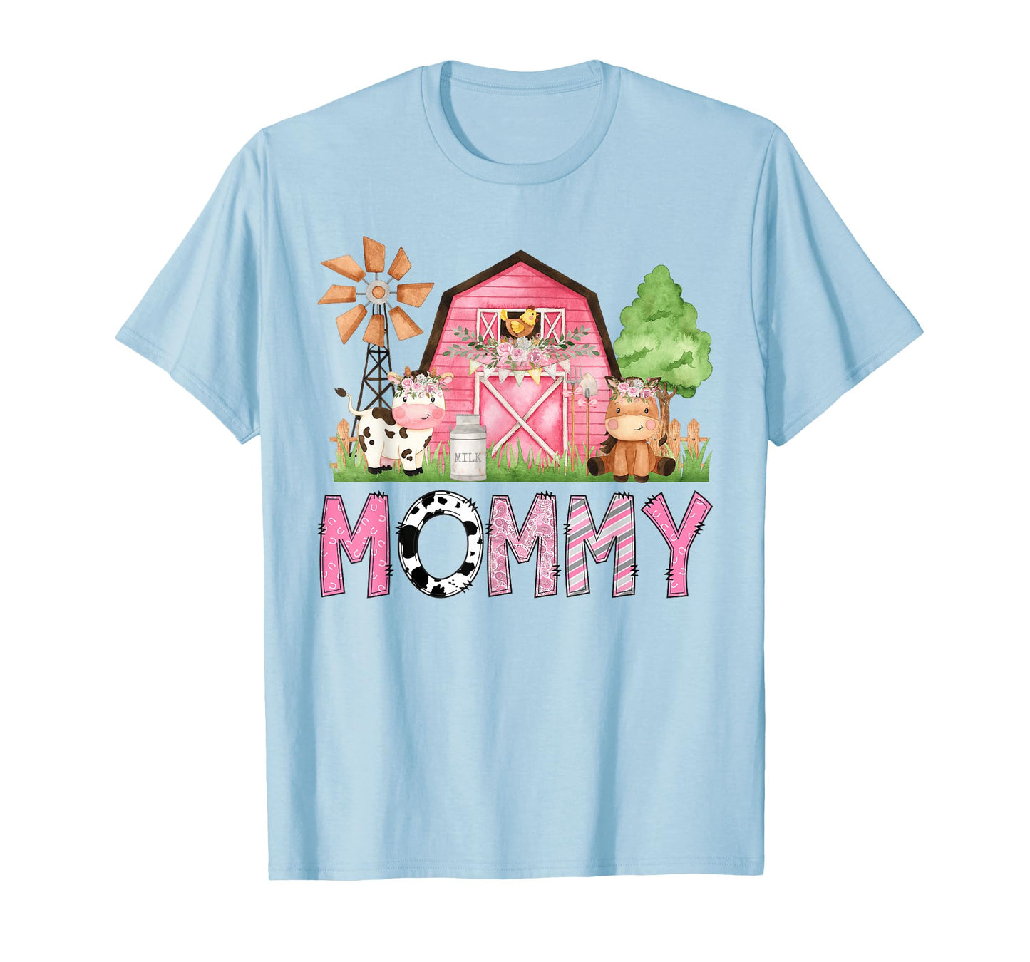 Mommy Pink Farm Animal Birthday Kids Matching Family T-Shirt