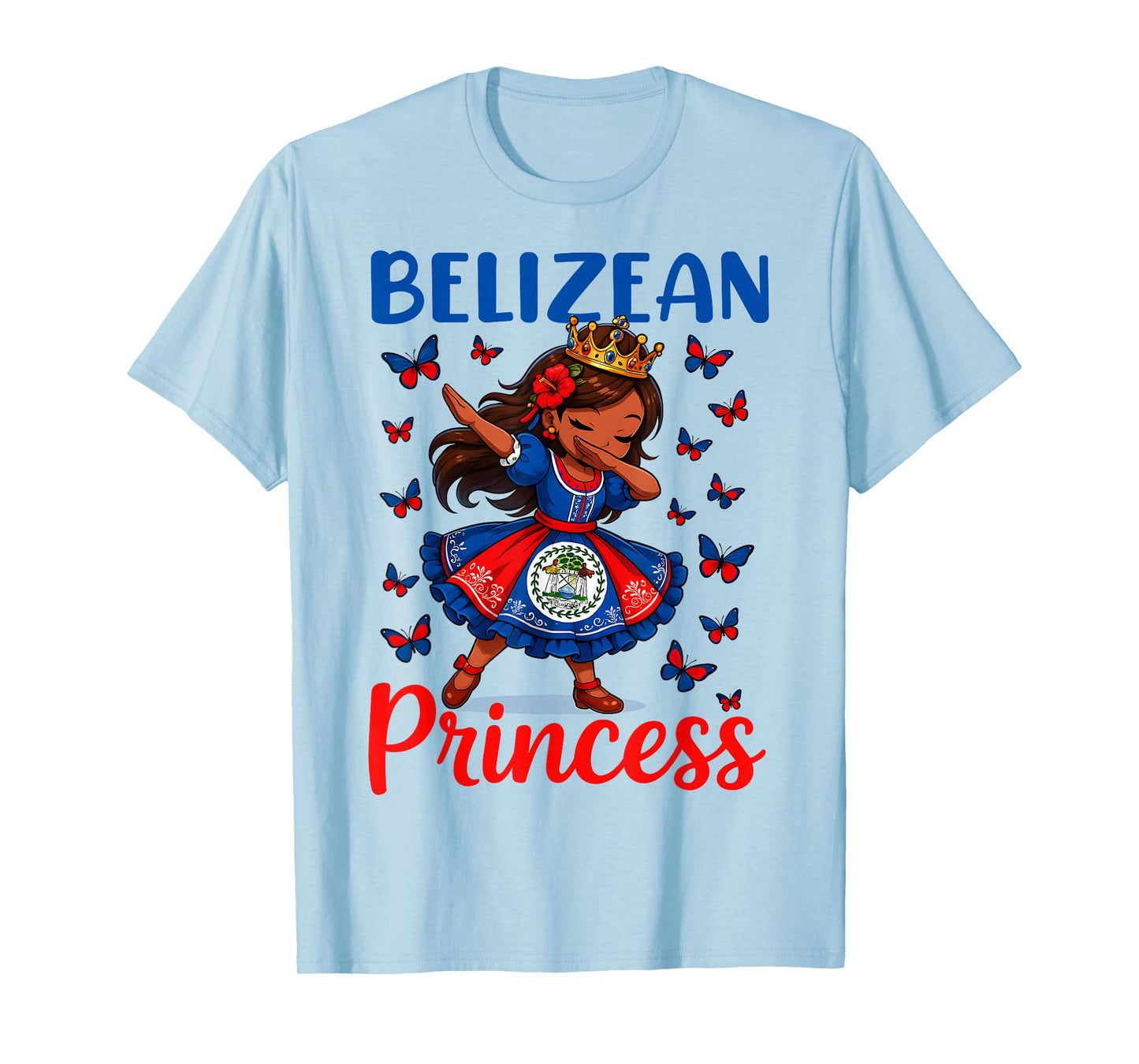 Belizean Princess Dabbing Girl Cute Belize Pride Outfit Kids T-Shirt