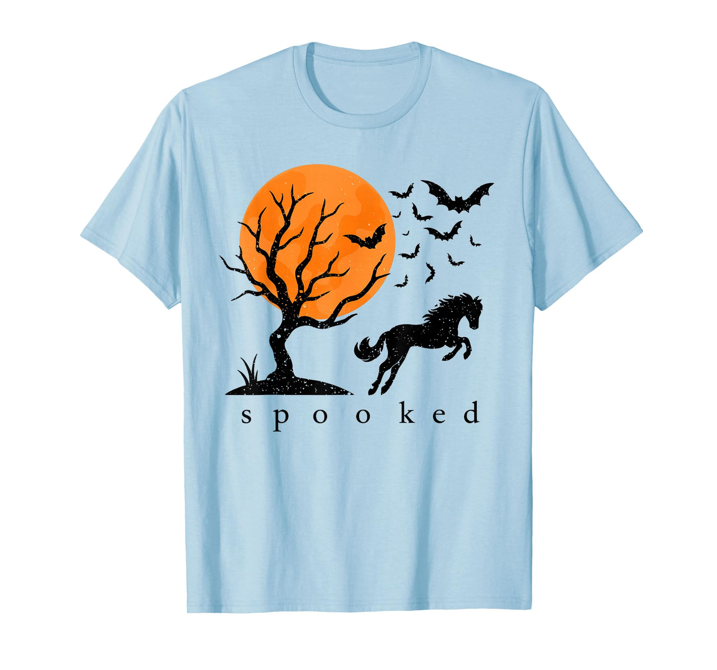 Spooked Horse Halloween Moon Bats Horse Ghost Spooky Season T-Shirt