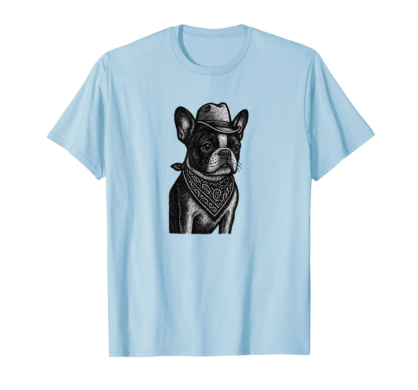 Boston Terrier Dog Cowboy Bandana Funny T-Shirt