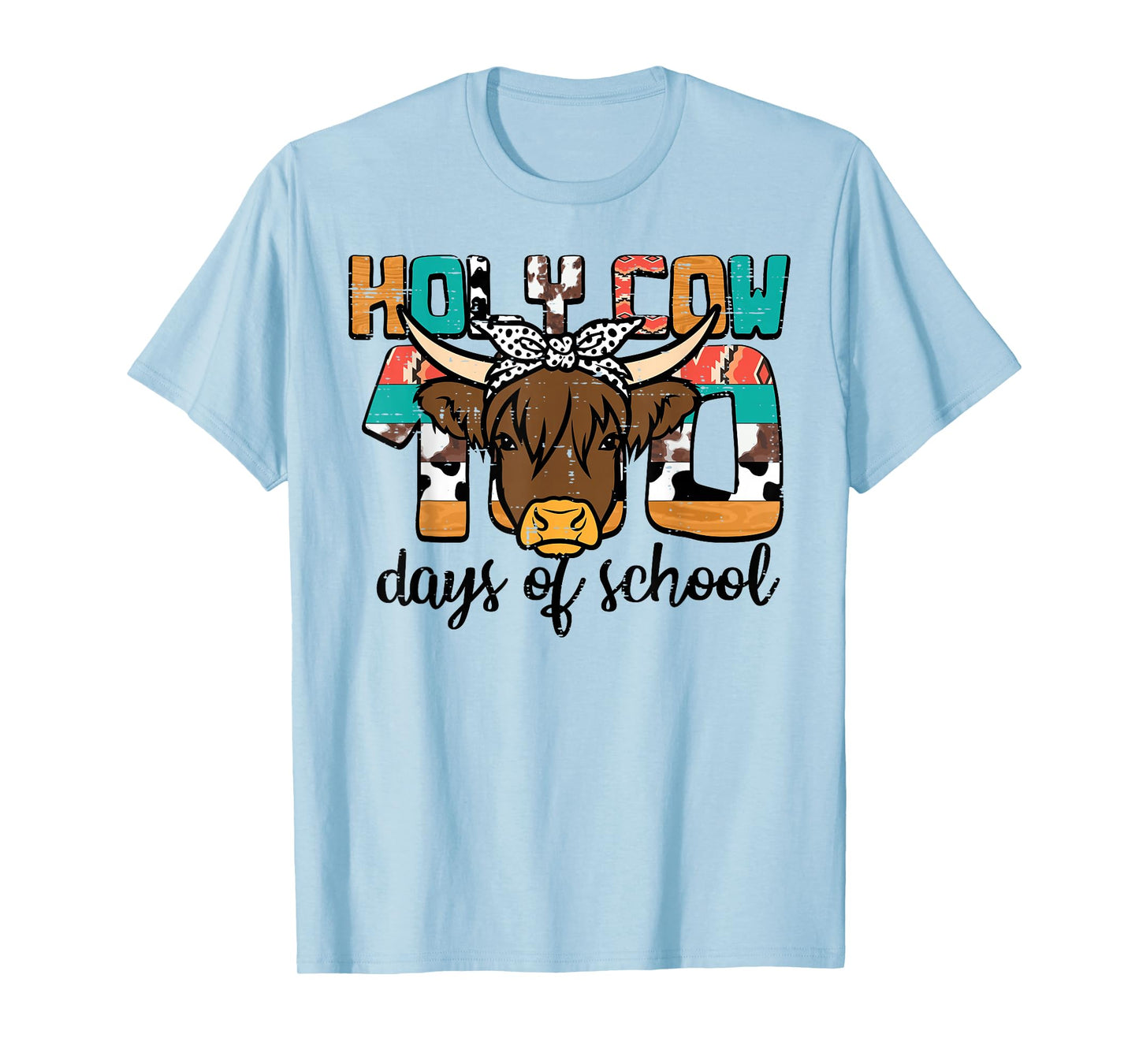 100th Day of School Holy Cow Highland Funny 100 Days Kids T-Shirt