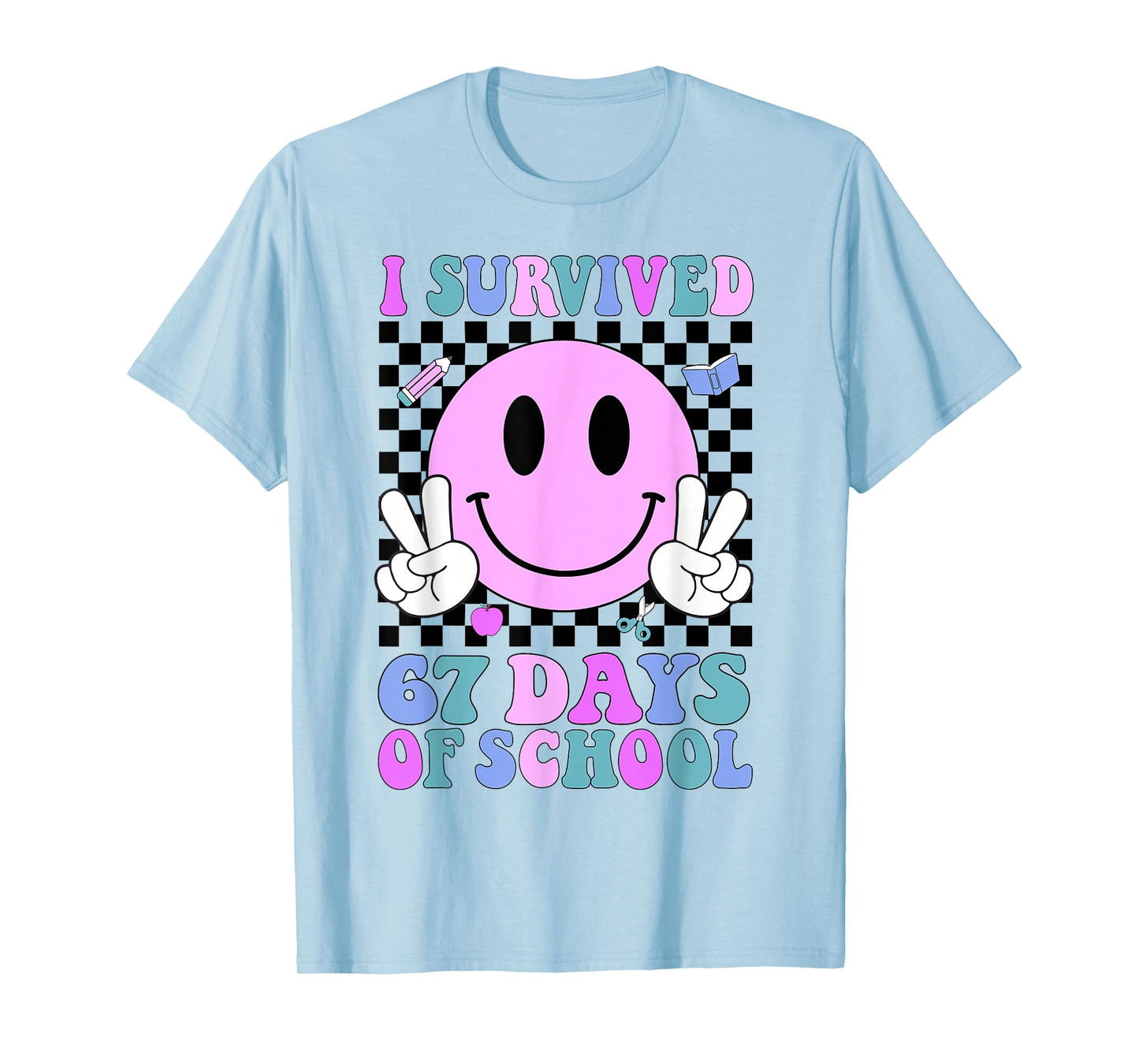 I Survived 67 Days of School Retro Smile 6 7 Meme Six Seven T-Shirt