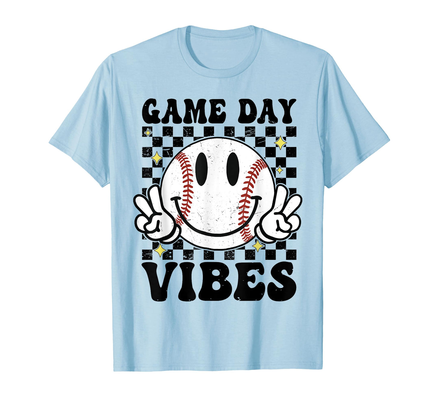 Game Day Vibes Smile Face Baseball Mama Baseball Girl T-Shirt