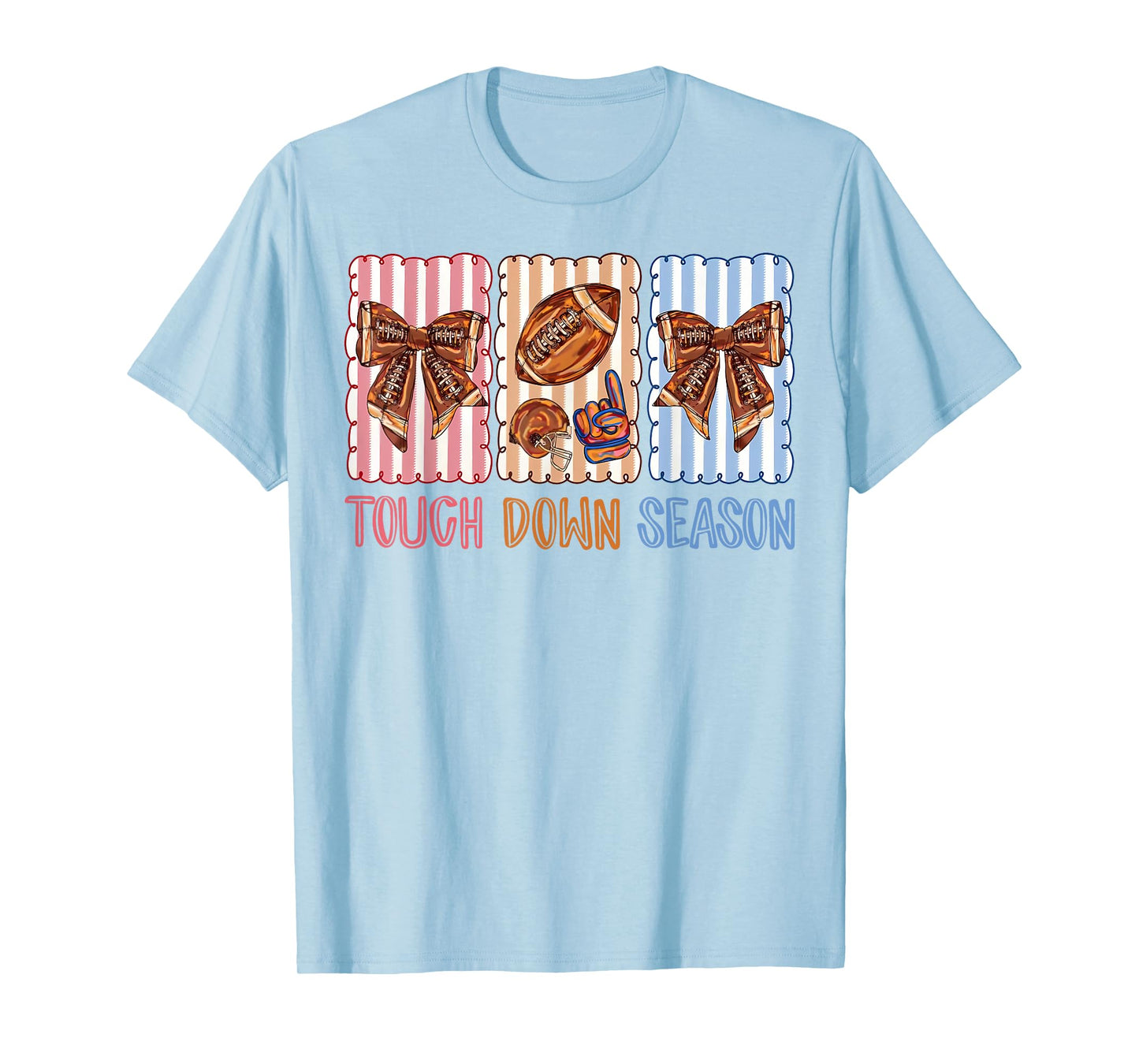 Preppy Football Game Day Touchdown Season Coquette Bow T-Shirt