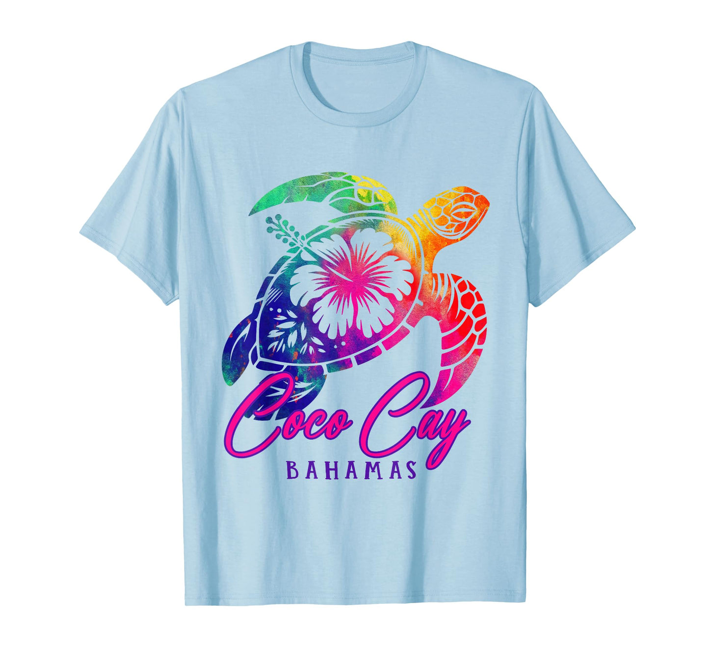 Coco Cay Tie Dye Sea Turtle Hibiscus Bahamas Vacation 2025 T-Shirt