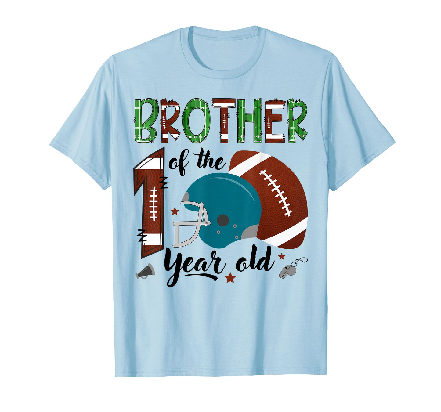 Brother Of The 1 Year Old Football 1St Year Down Birthday T-Shirt