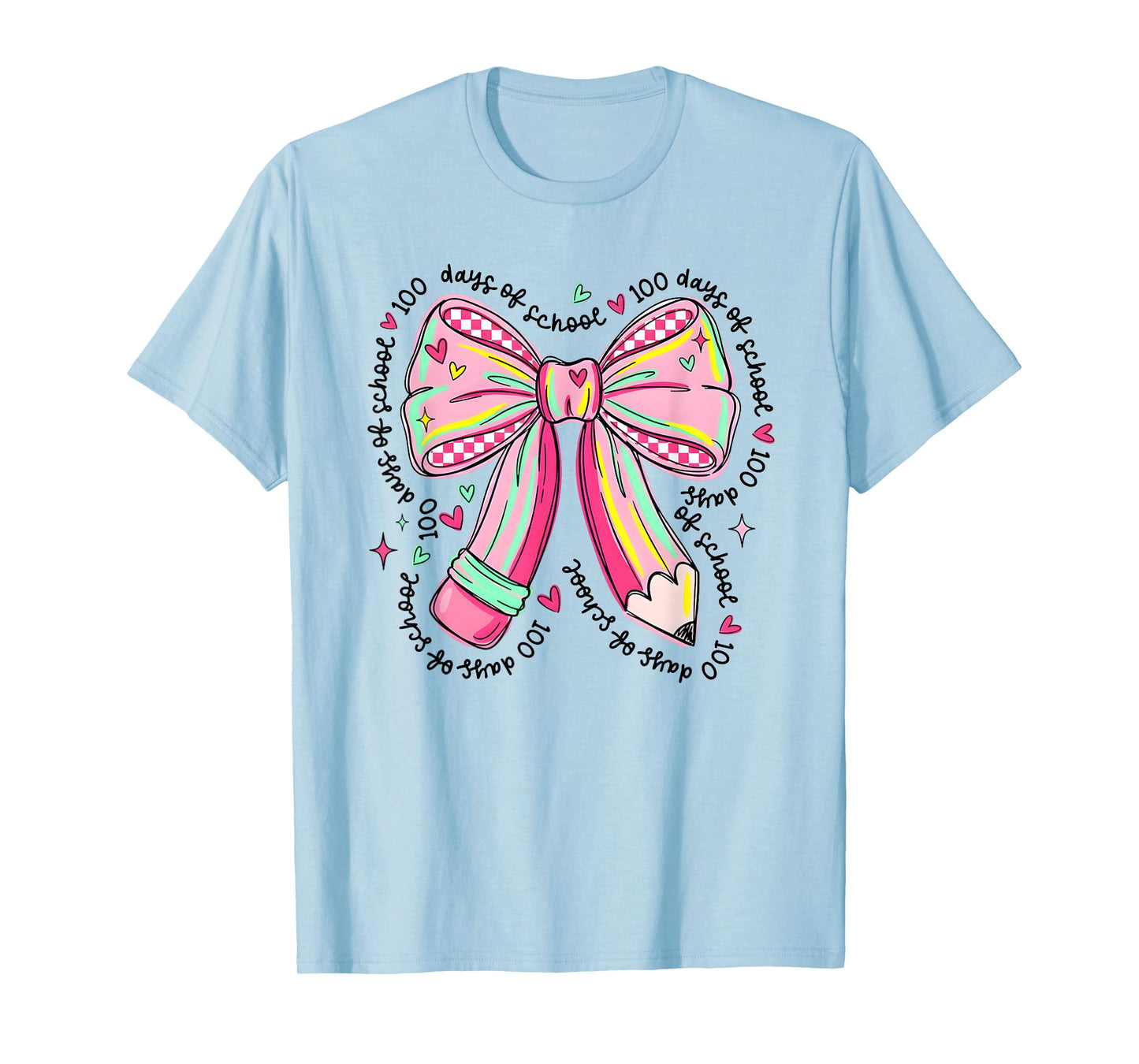 100 Days of School Girls Coquette Bow 100th Day of School T-Shirt