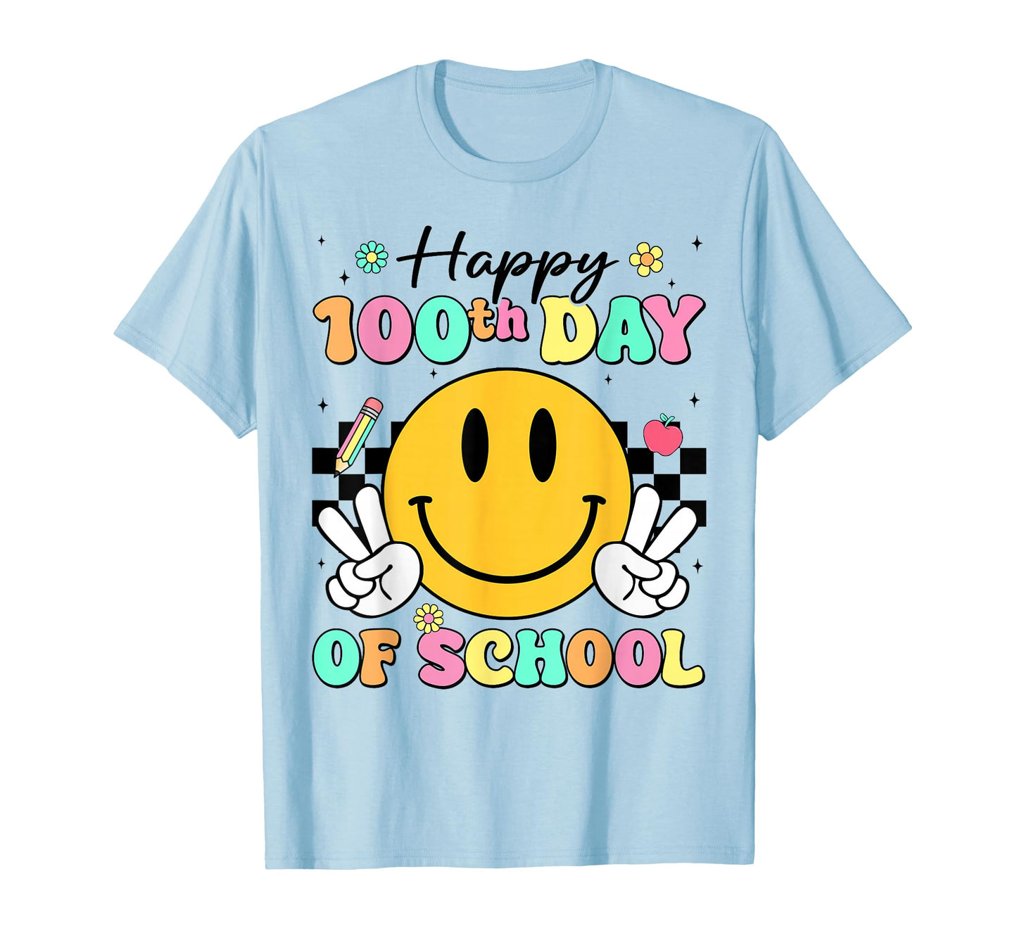 Happy 100th Day of School Cute Smile Face 100 Days of School T-Shirt