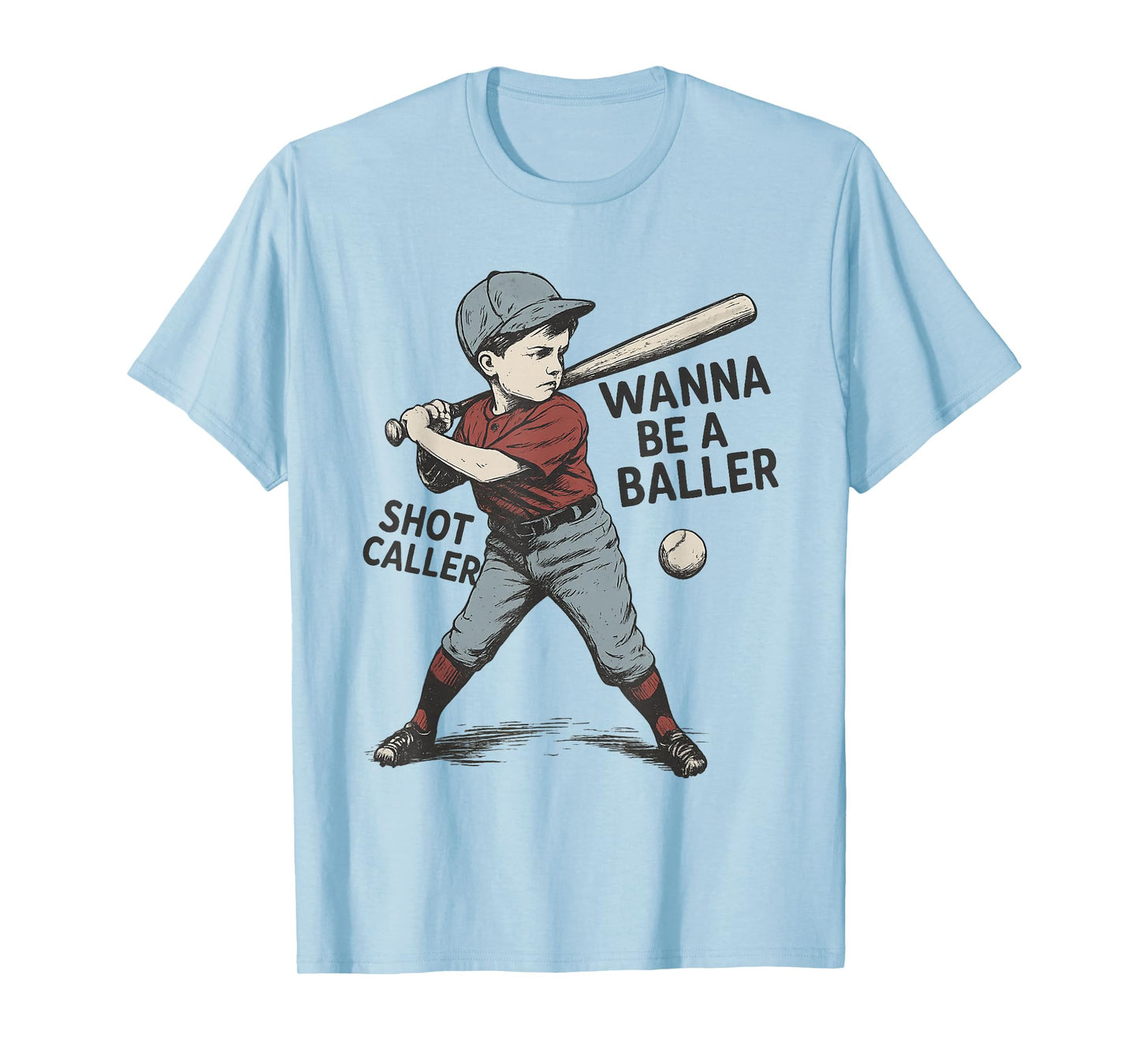 Wanna Be a Baller Shot Caller Vintage Baseball Kid T-Shirt