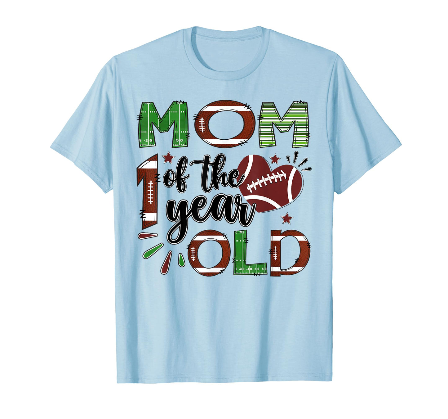 Mom of The 1 Year Old Football 1st Birthday Boy Matching T-Shirt