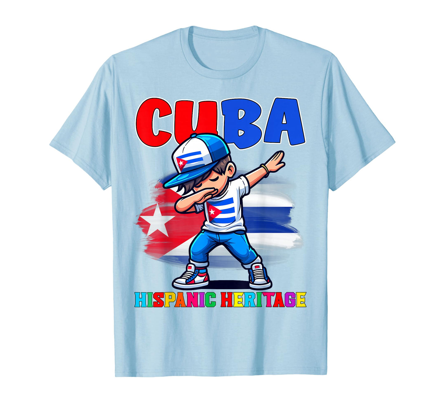 Cuba Dabbing Kid Hispanic Heritage Celebration for Kids T-Shirt