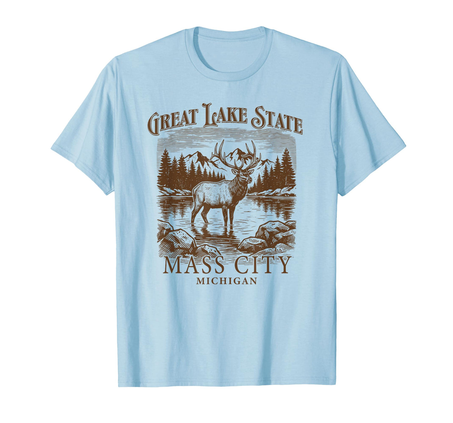 Mass City Michigan Great Lakes State Moose Deer T-Shirt
