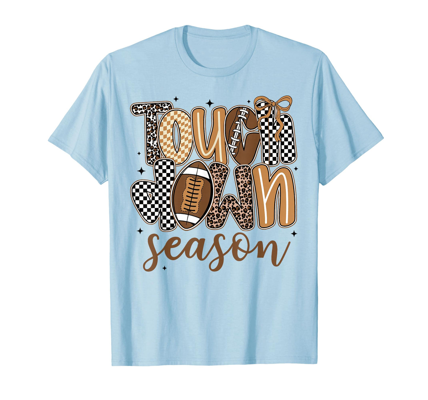 Retro Touchdown Season Leopard Game Day Football Mom Women T-Shirt